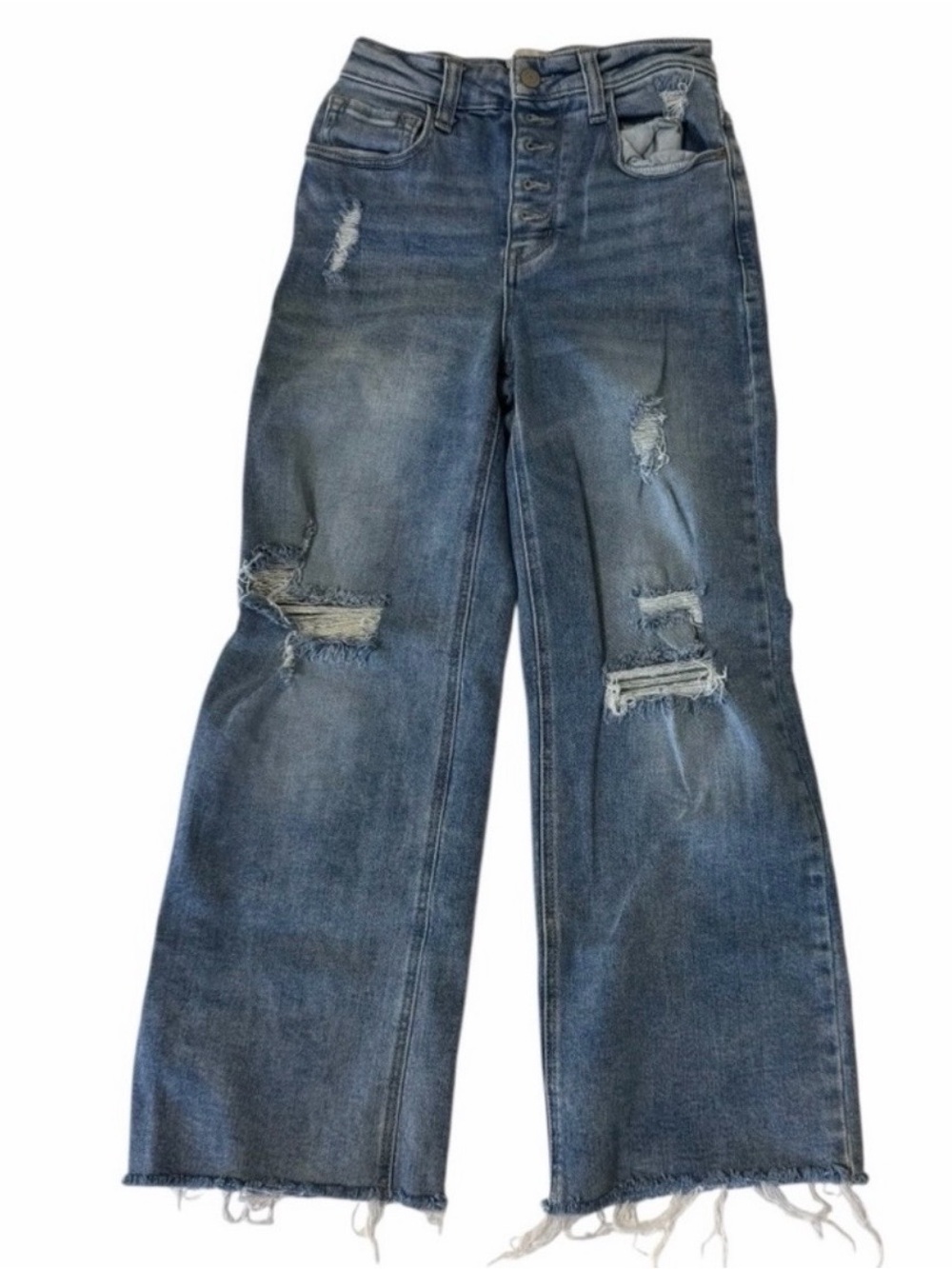 Distressed wide leg high rise Jeans size 1/25W